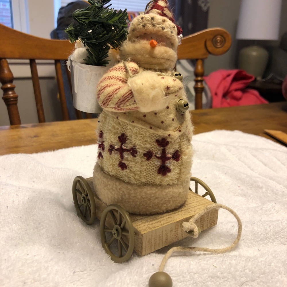 Cozy Snowman Figurine with Cream and Red Accents